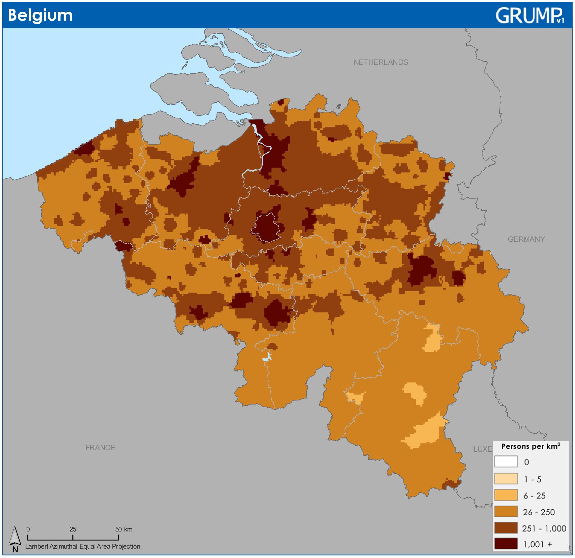 Map of Belgium population population density and structure of