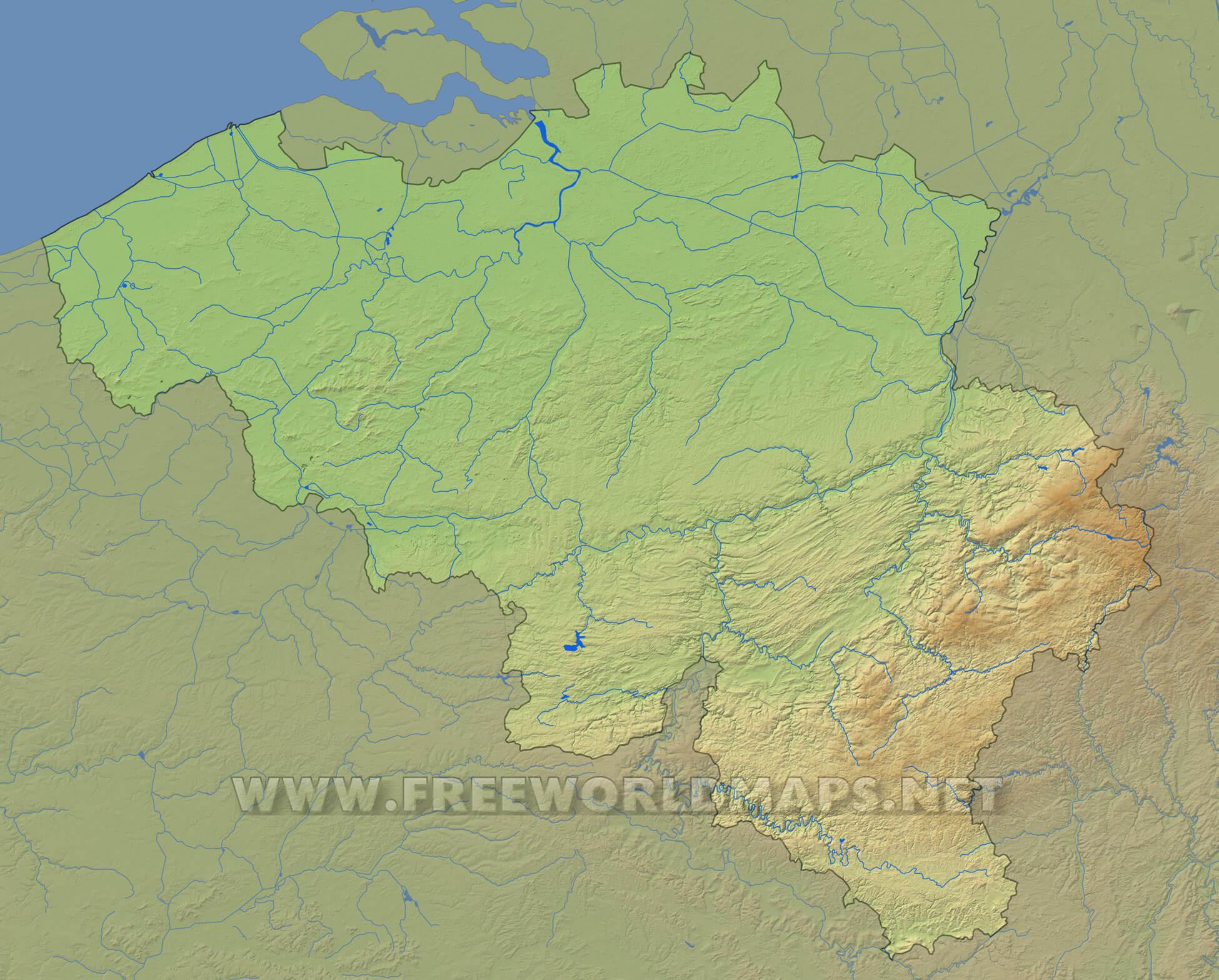 Belgium Topographic Map 